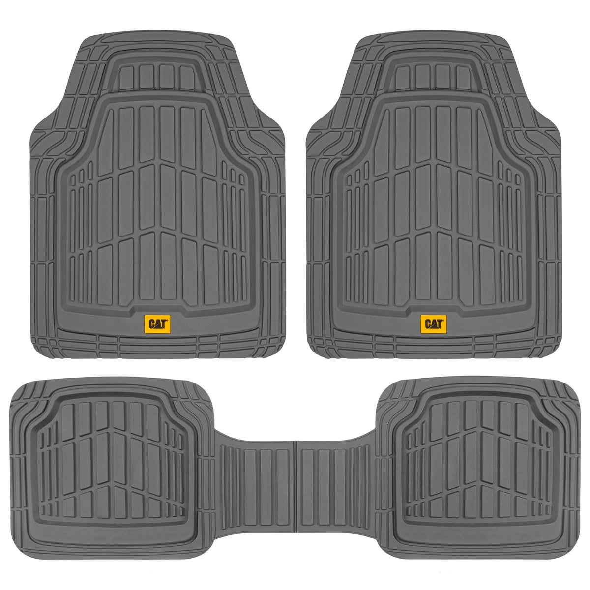 CAT 3-Piece ToughRide Rubber Front Floor Mats and Rear Floor Mats - Heavy Duty, All Weather, Trim to Fit