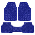 BDK 3-Piece Translucent Metallic-Look Front Floor Mat and Rear Floor Mat - Heavy Duty, All Weather - Blue