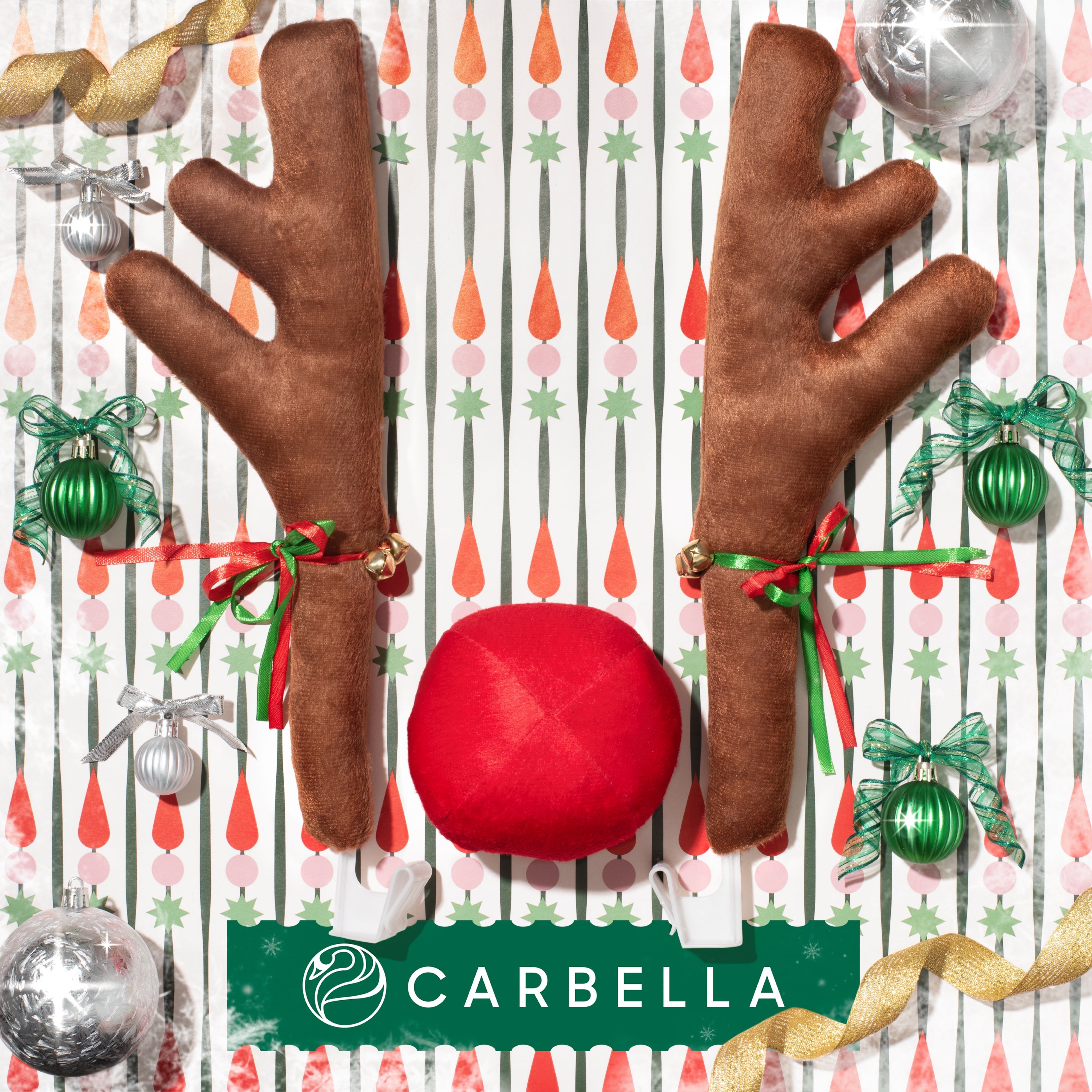 Carbella 3-Piece Holiday Antlers and Red Nose