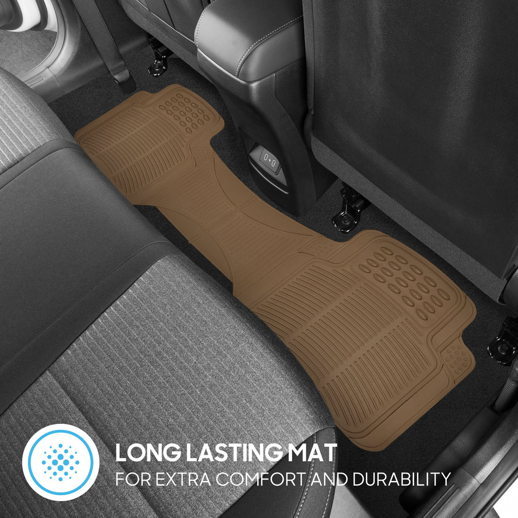 BDK 3-Piece ProLiner Front Floor Mats and Rear Floor Mats - Heavy Duty, All Weather, Trim to Fit