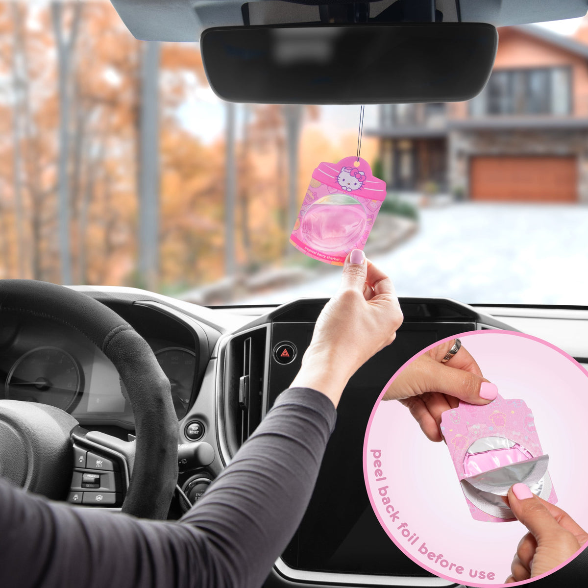 Hello Kitty and Friends Car Air Freshener (Hello Kitty - Tropical Berry Sherbet) Hanging Gel Area Deodorizer, Long-Lasting Car Scents Air Freshener, Cute Automotive Sanrio Accessories Decor, 2-Pack