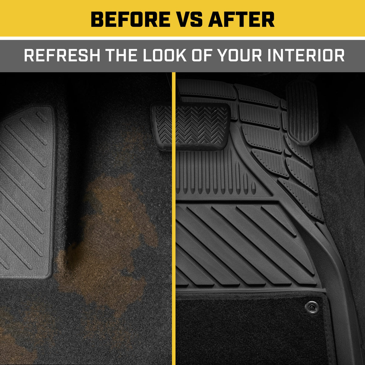 CAT 4-Piece Detachable Carpet Deep Dish Front Floor Mats and Rear Floor Mats - Heavy Duty, All Weather, Trim to Fit