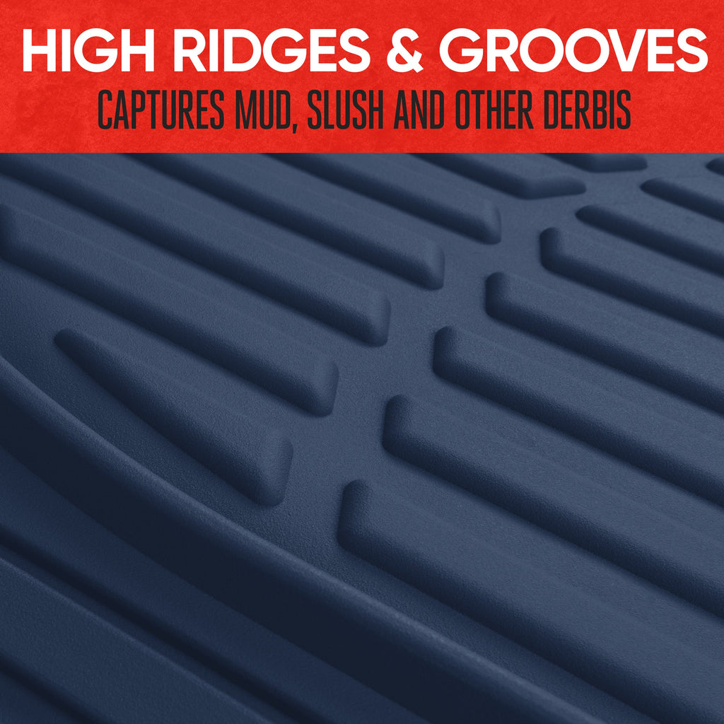 MotorTrend 3-Piece FlexTough Deep Dish Front Floor Mats and Rear Floor Mat - Heavy Duty, All Weather, Trim to Fit