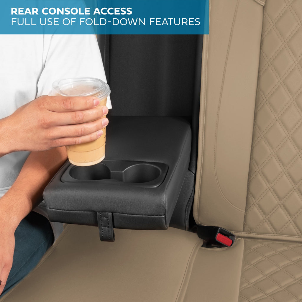 MotorBox Premium Napa Leather Rear Seat Cover - Semi Universal Fit for Most Cars, Truck & SUV - Beige Back Seat Protector - Anti-Slip, Durable Bench Cover - Easy Install, Luxury Car Interior Upgrade
