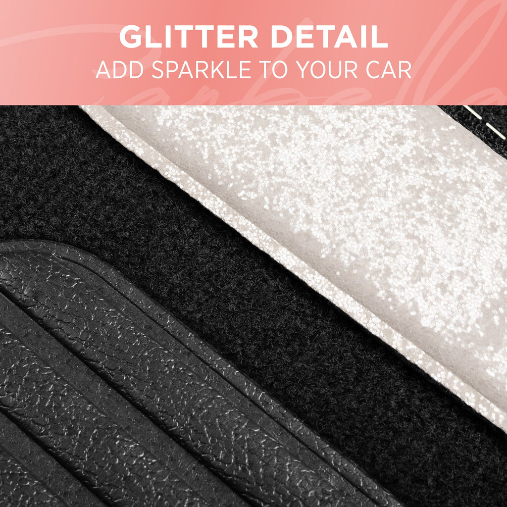 Carbella 4-Piece Sparkle Glitter Front Floor Mats and Rear Floor Mats