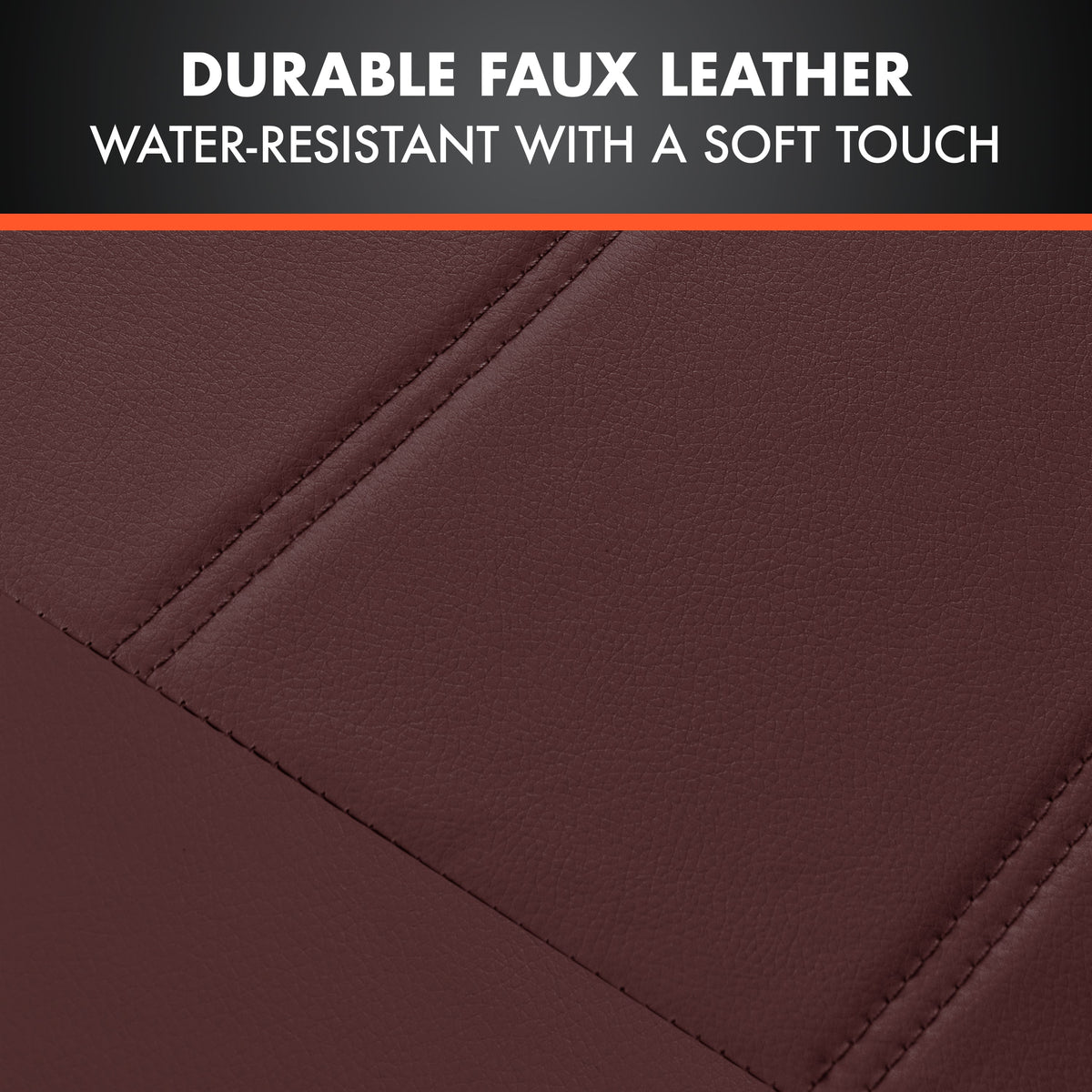 BDK 9-Piece Burgundy Leather Car Seat Cover Full Set, Front Seat Cover and Rear Bench Seat Cover Universal Fit Car Seat Covers for Cars Trucks SUVs Vans, Complete Full Coverage Protection For Vehicles