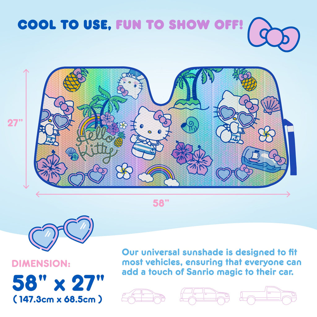 Hello Kitty Car Windshield Sun Shade - Officially Licensed Sanrio Cute Car Accessories for Women - Hello Kitty Car Accessories SunShade for Car Windshield - Summer Sunshield for Car Window Shades