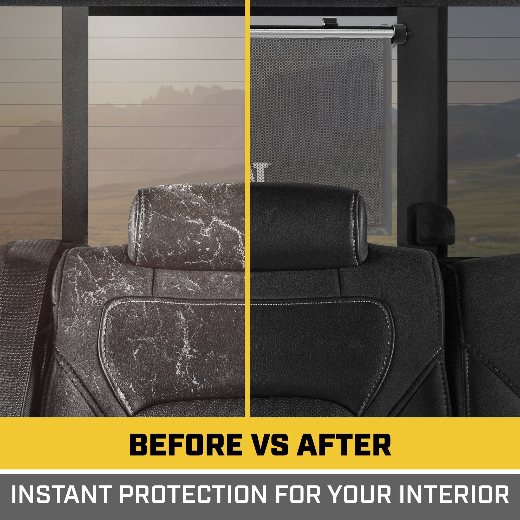Caterpillar UVProtect Sun Shade for Car Side Window, UV Shield for Infant Baby All Passengers, Universal & Retractable Pull-Down Roller Sunshade, fits Auto Car Sedan SUV Truck Van 14x19in (CAAS-030)
