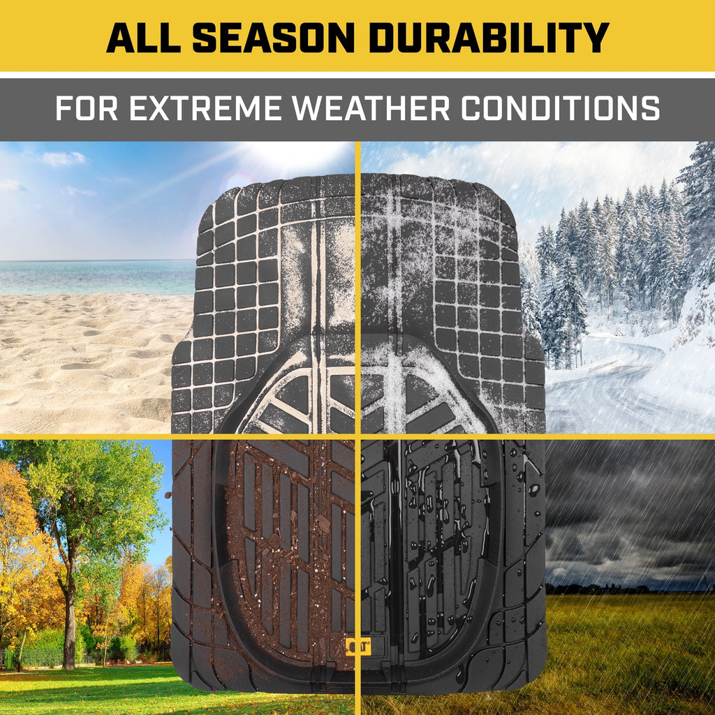 CAT 3-Piece Deep Dish Reservoir Front Floor Mats and Rear Floor Mats - Heavy Duty, All Weather, Trim to Fit