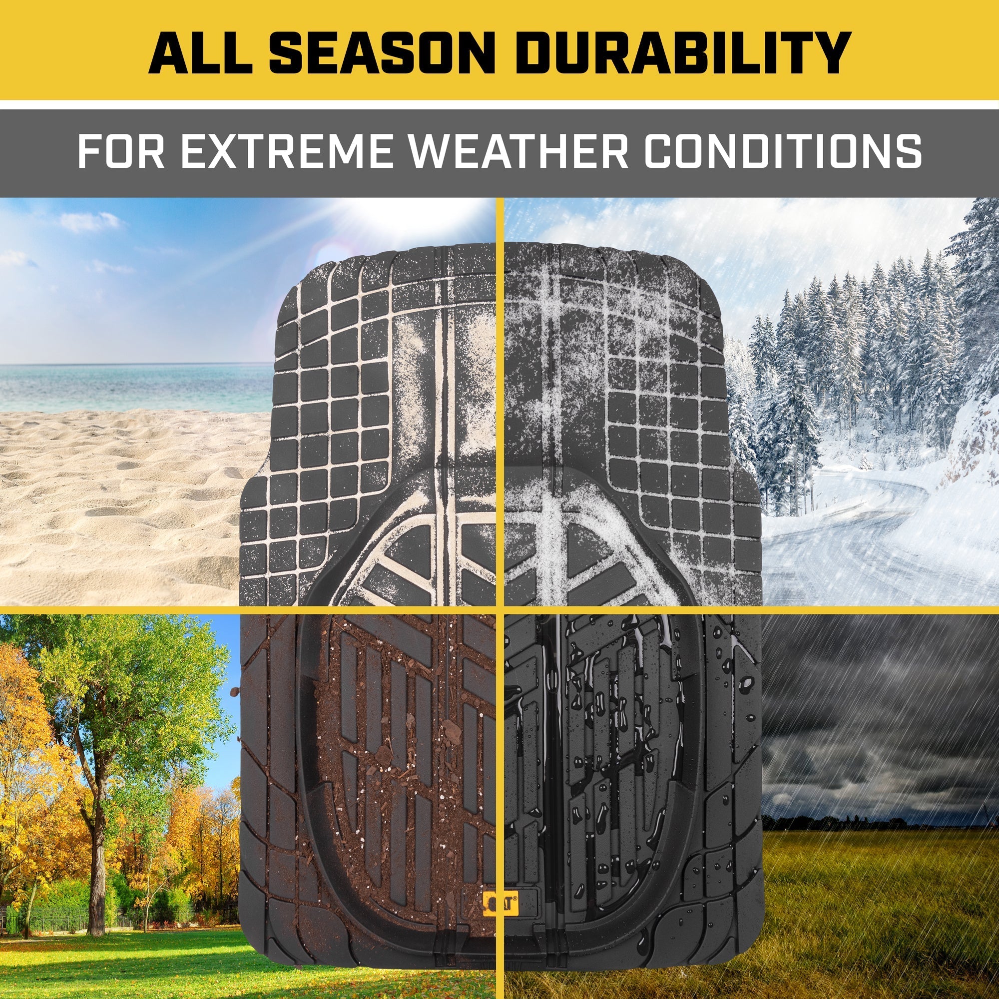 CAT 3-Piece Deep Dish Reservoir Front Floor Mats and Rear Floor Mats - Heavy Duty, All Weather, Trim to Fit