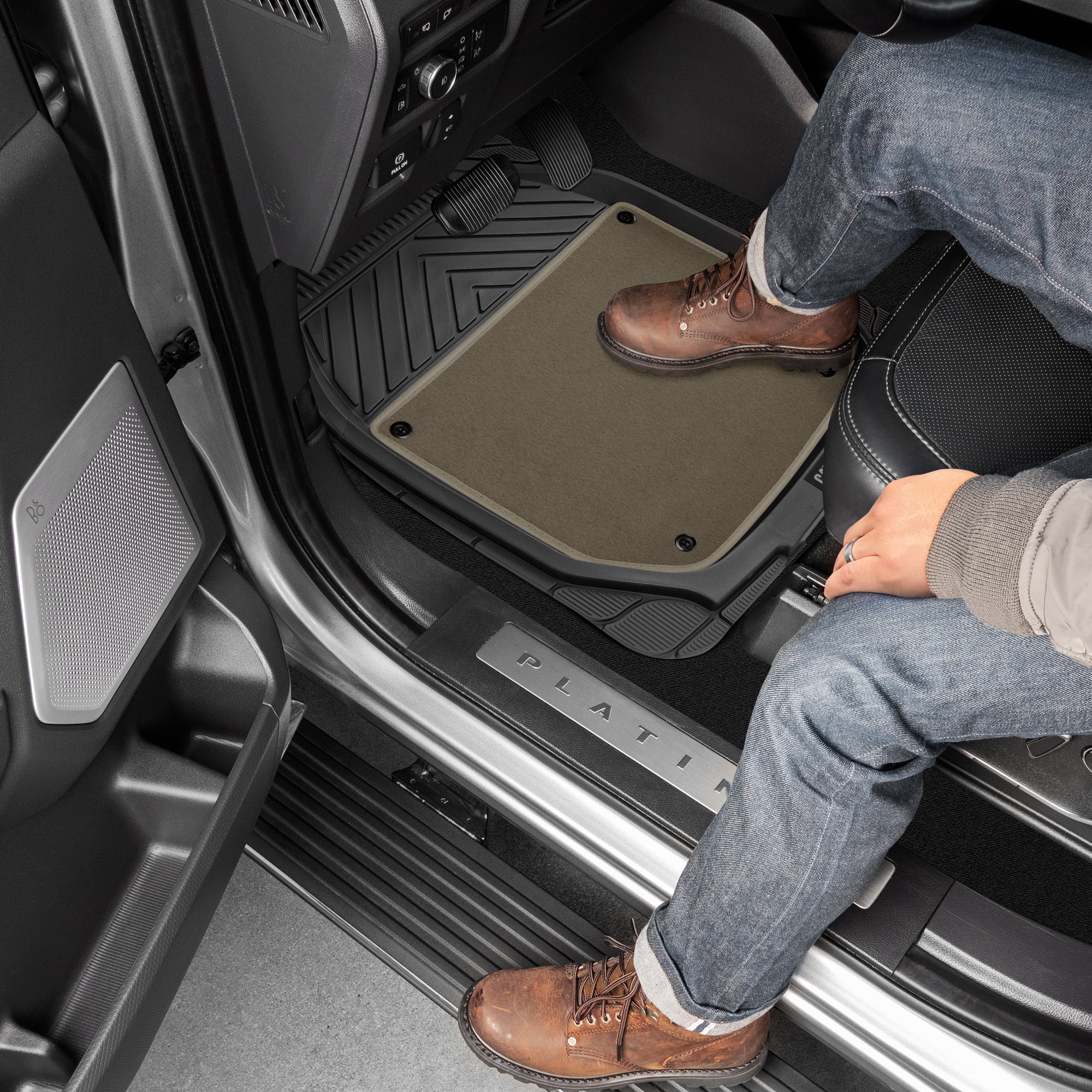 CAT 4-Piece Detachable Carpet Deep Dish Front Floor Mats and Rear Floor Mats - Heavy Duty, All Weather, Trim to Fit
