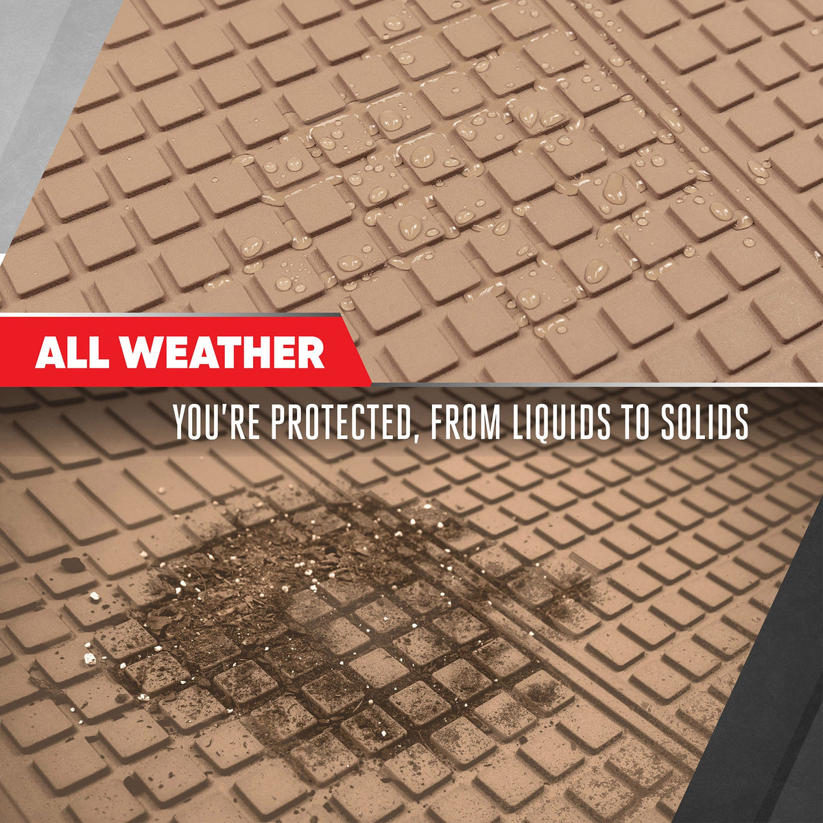 MotorTrend FlexTough Square Groove Trunk/Cargo Liner Mat - Heavy Duty, All Weather, Trim to Fit (54" x 37")