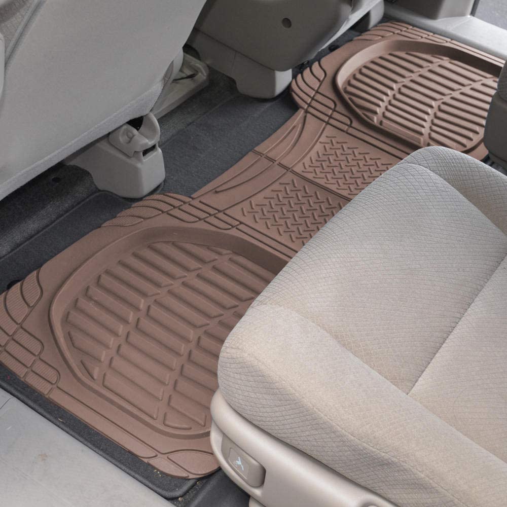 MotorTrend 3-Piece FlexTough Deep Dish Front Floor Mats and Rear Floor Mat - Heavy Duty, All Weather, Trim to Fit