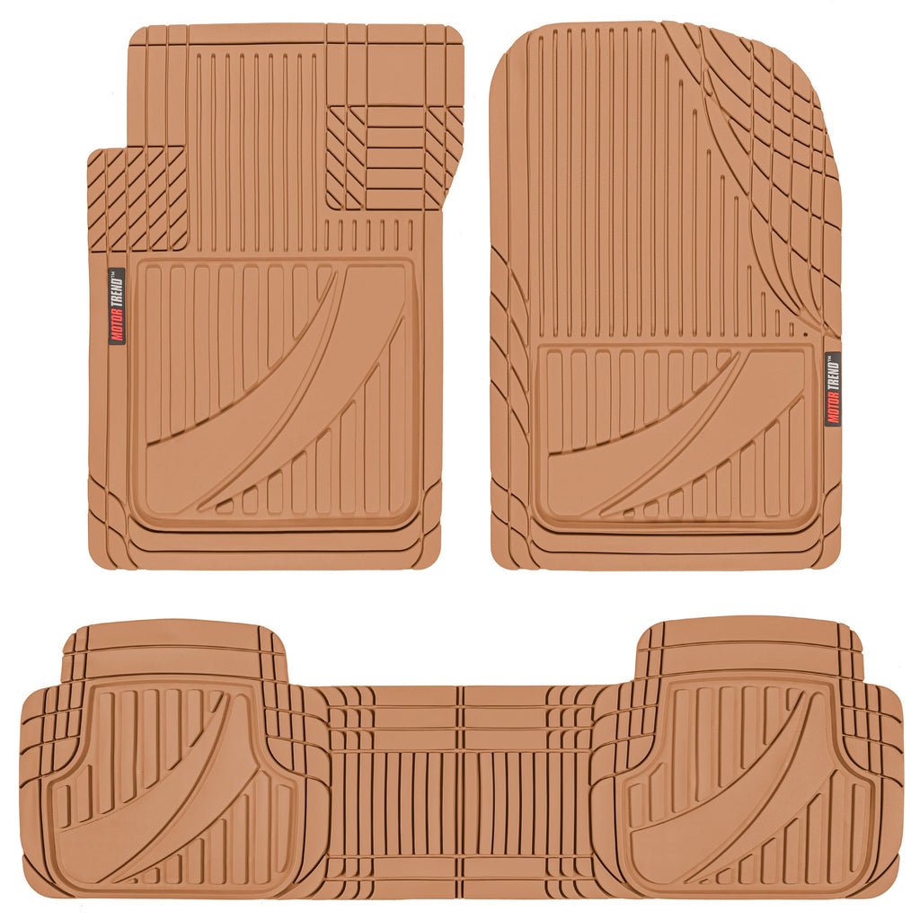 MotorTrend 3-Piece FlexTough Advanced Rubber Multi-Channel Front Floor Mats and Rear Floor Mat