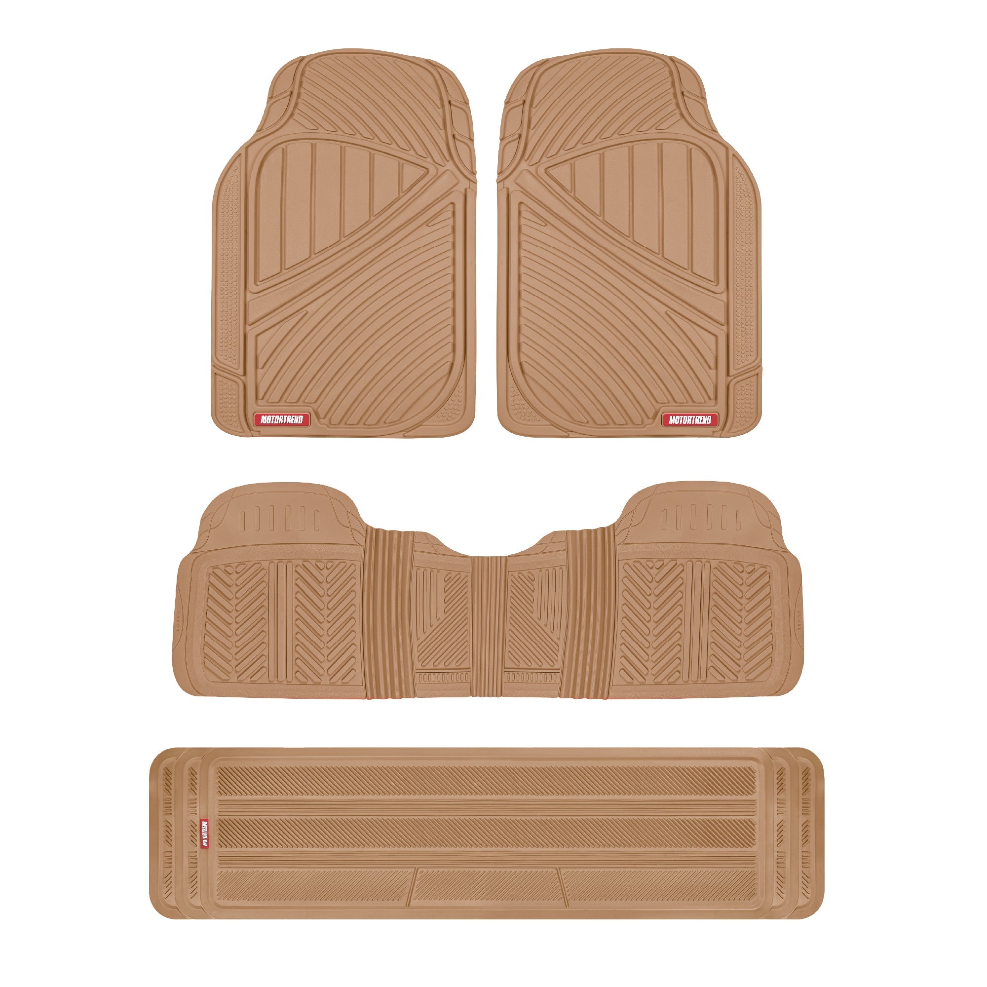 MotorTrend 4-Piece 3-Rows Extra-High Ridgeline Front Floor Mats, Middle Floor Mat, and Rear Floor Mat