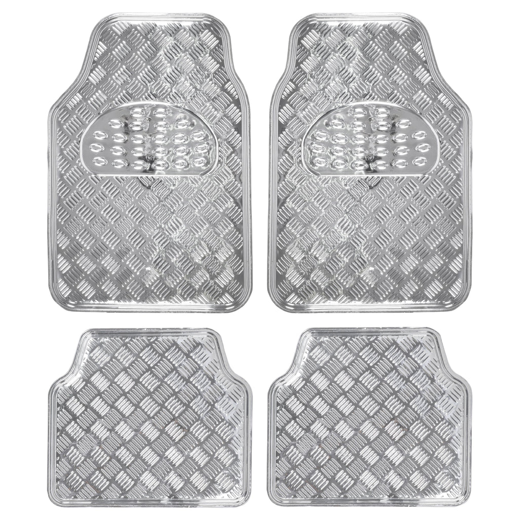 BDK 4-Piece Translucent Centered Cushioned Grip Pad Front Floor Mats and Rear Floor Mats - Heavy Duty, All Weather