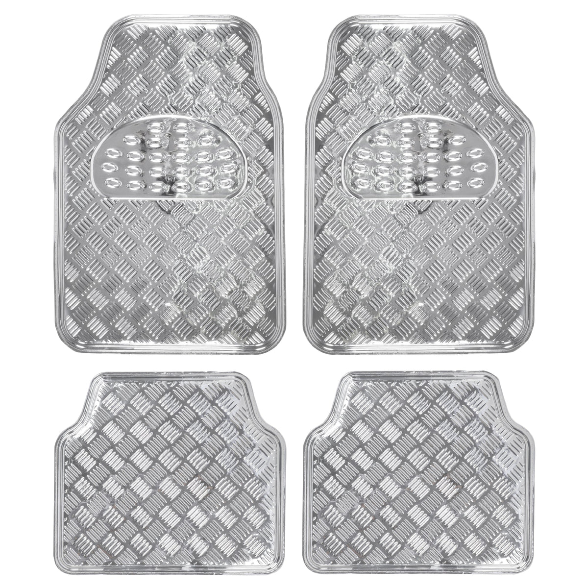BDK 4-Piece Translucent Centered Cushioned Grip Pad Front Floor Mats and Rear Floor Mats - Heavy Duty, All Weather