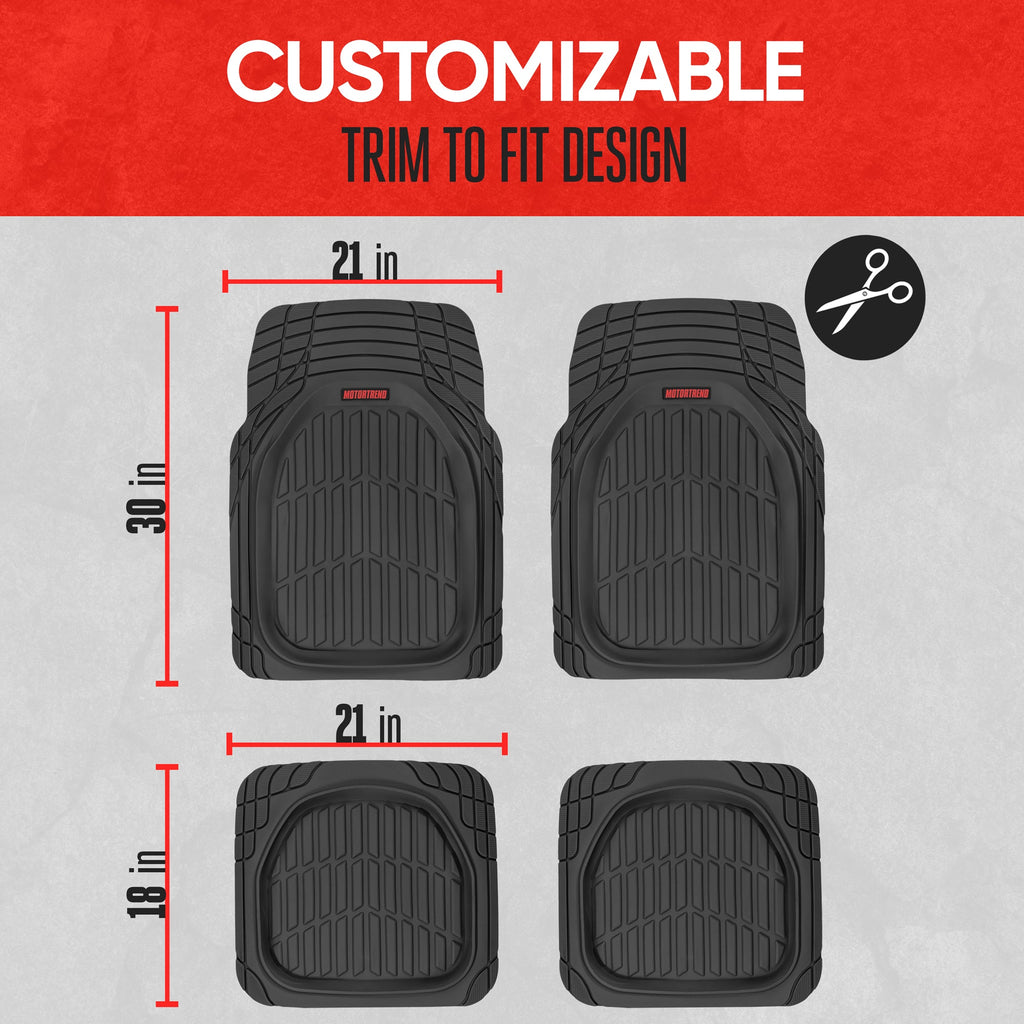 MotorTrend 4-Piece FlexTough Tortoise Front Floor Mats and Rear Floor Mats