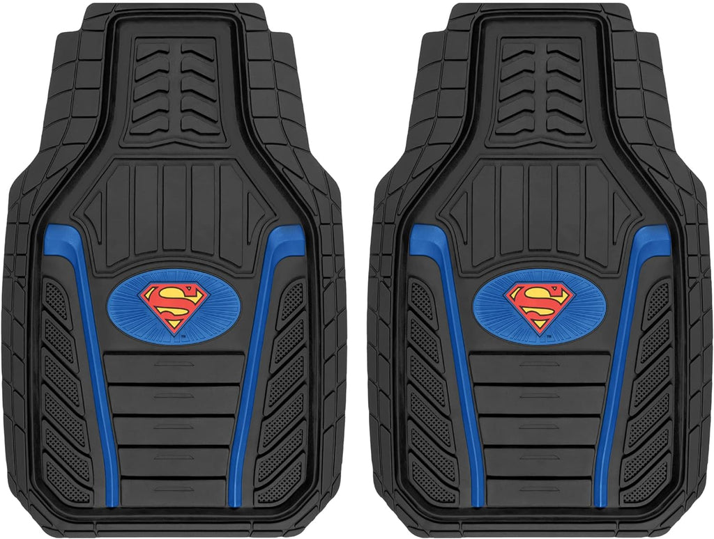 BDK Armored Super Hero Car Floor Mats - Officially Licensed DC Comics - All Weather Heavy Duty Auto Interior Liners for Car Truck Van SUV (Multiple Styles)