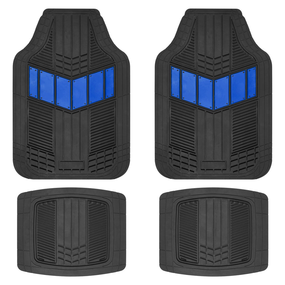 MotorTrend 4-Piece DualFlex Deep Drainage Channels Front Floor Mats and Rear Front Floor Mats - Heavy Duty, All Weather, Trim to Fit