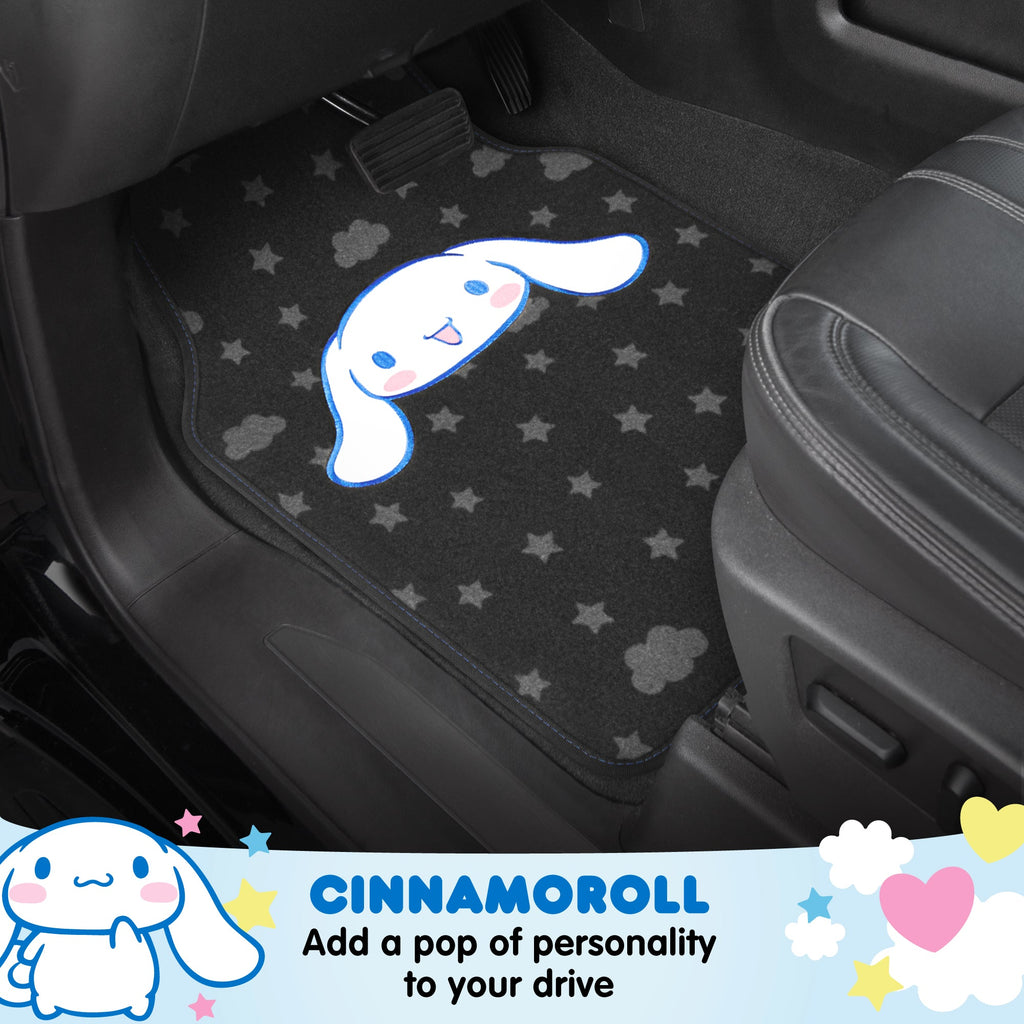 Cinnamoroll Carpet Car Floor Mats - Universal Fit for Cars, SUVs & Trucks - Super Cute Cinnamoroll Print & Pattern Accents - Front & Rear Set, 4 Piece