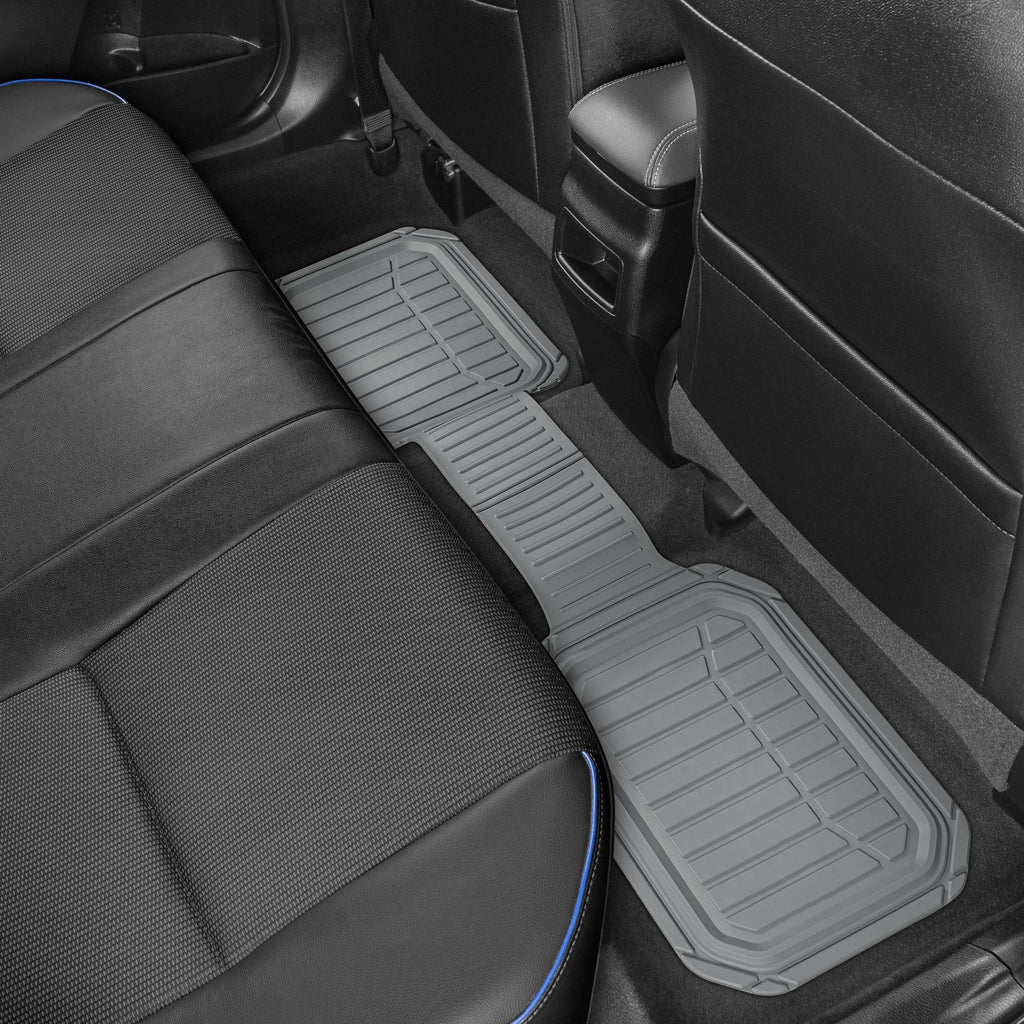 MotorTrend 3-Piece FlexTough Defender Front Floor Mats and Rear Floor Mat - Heavy Duty, All Weather, Trim to Fit