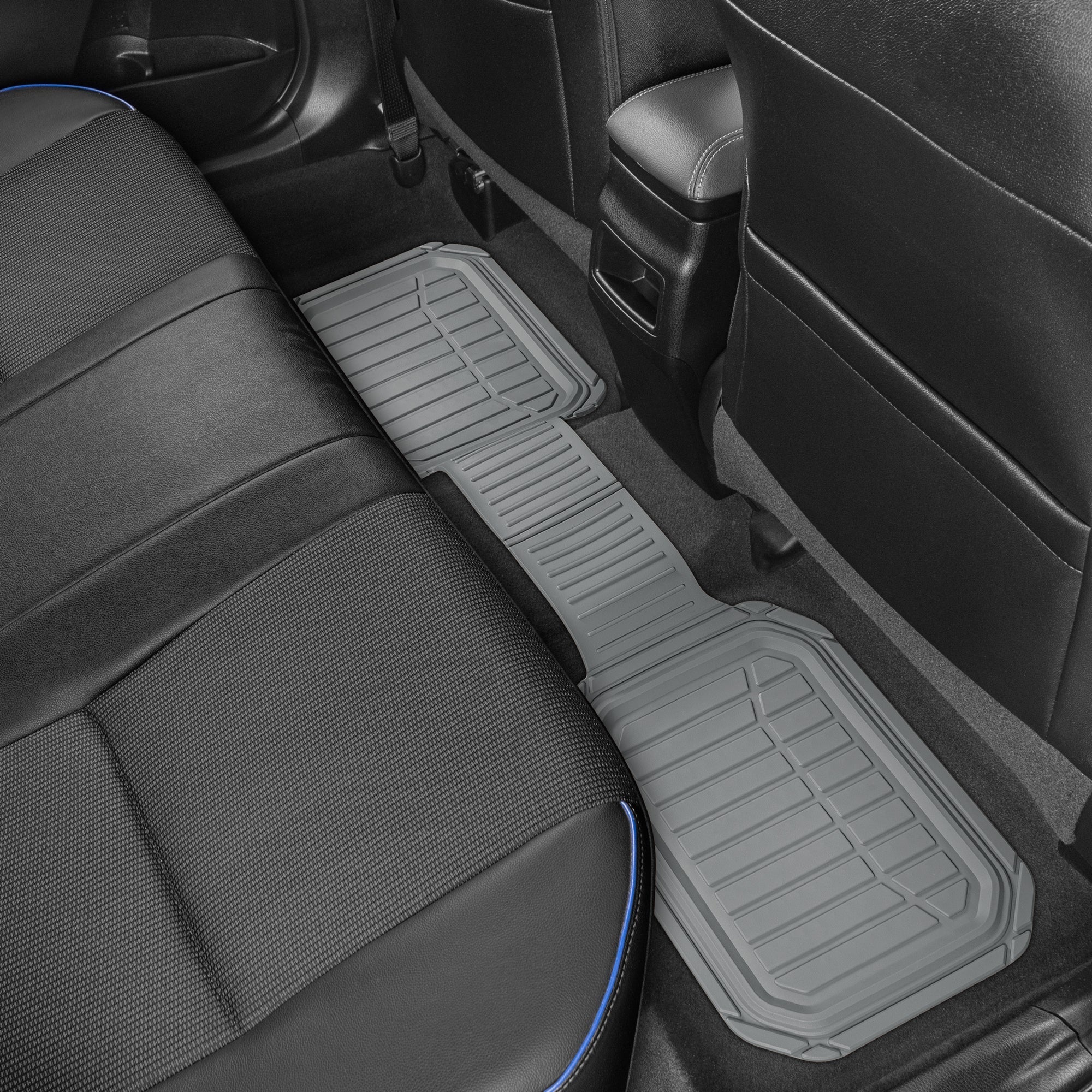 MotorTrend 3-Piece FlexTough Defender Front Floor Mats and Rear Floor Mat - Heavy Duty, All Weather, Trim to Fit