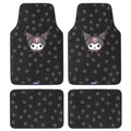Kuromi Carpet Car Floor Mats - Universal Fit for Cars, SUVs & Trucks - Black with Kuromi Print & Purple, Pink Accents - Front & Rear Set, 4 Piece