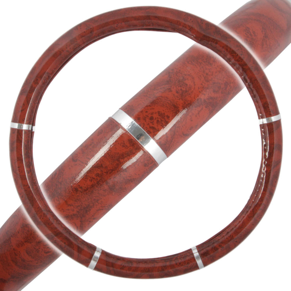 BDK Two-Tone Woodgrain Pattern Steering Wheel Cover (Fits 14.5" - 15.5")