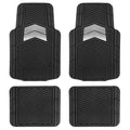 Motor Trend FlexTough Shield Black & Silver All-Weather Floor Mats for Cars, Trucks & SUVs – Heavy Duty Waterproof Rubber Car Mats, Universal Trim to Fit Automotive Accessories for Car Interior Protection, Front & Rear Floor Liners