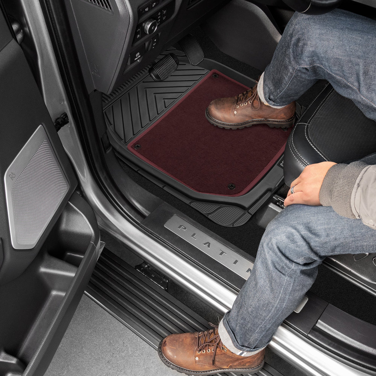 CAT 4-Piece Detachable Carpet Deep Dish Front Floor Mats and Rear Floor Mats - Heavy Duty, All Weather, Trim to Fit