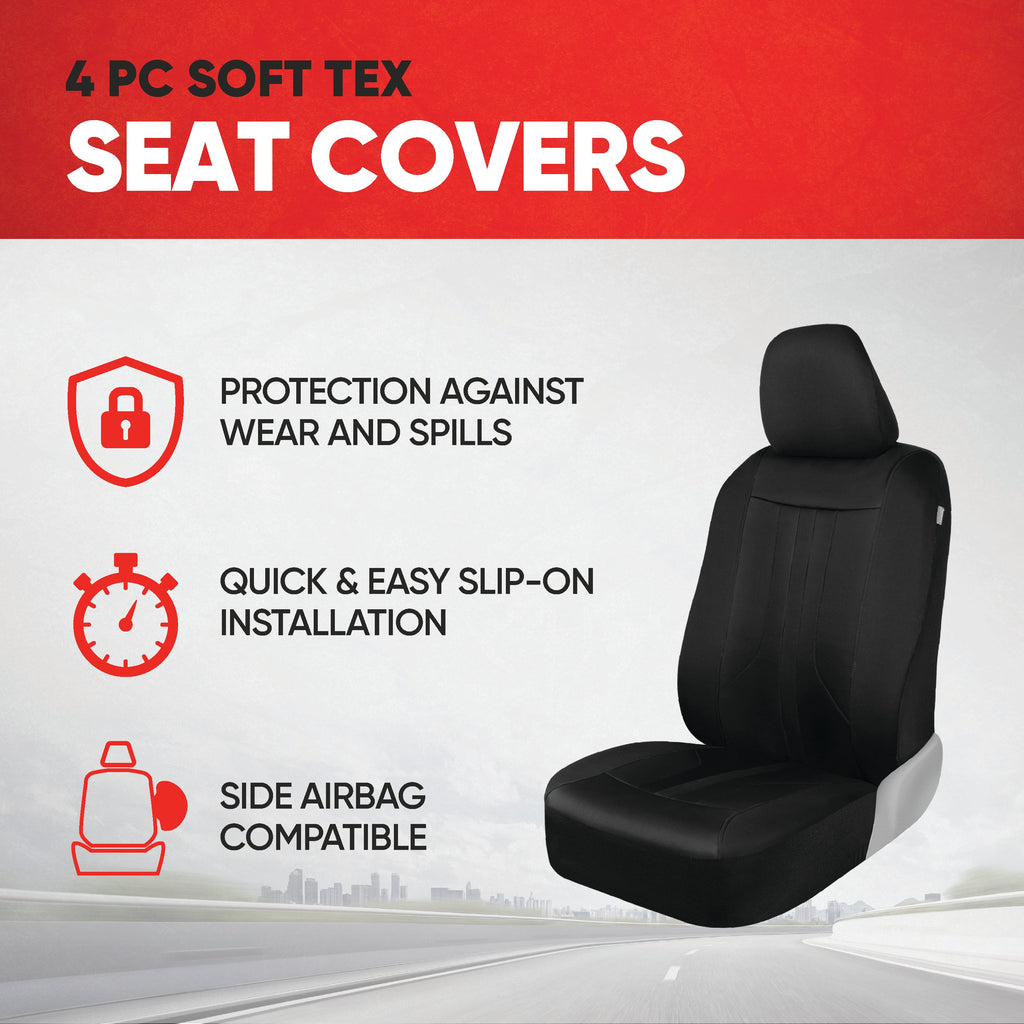 Motor Trend Black Cloth Car Seat Covers for Front Seats – Premium Automotive Bucket Seat Covers, Made for Vehicles with Removable Headrests, Interior Covers for Car Truck Van SUV