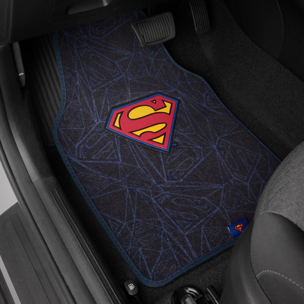 Warner Bros DC Comics 4-Piece Superman Logo Front Floor Mats and Rear Floor Mats