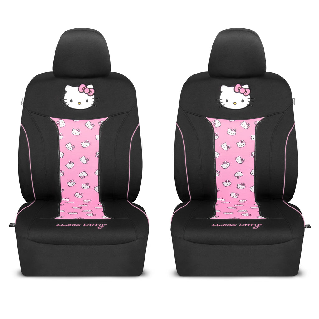 Hello Kitty Car Seat Covers - Cute and Durable Pink Front Seat Covers, Adorable Hello Kitty Design, Comfortable and Long-Lasting Polyester, Car Accessories Gift Hello Kitty Accessories 2pc Black/Pink