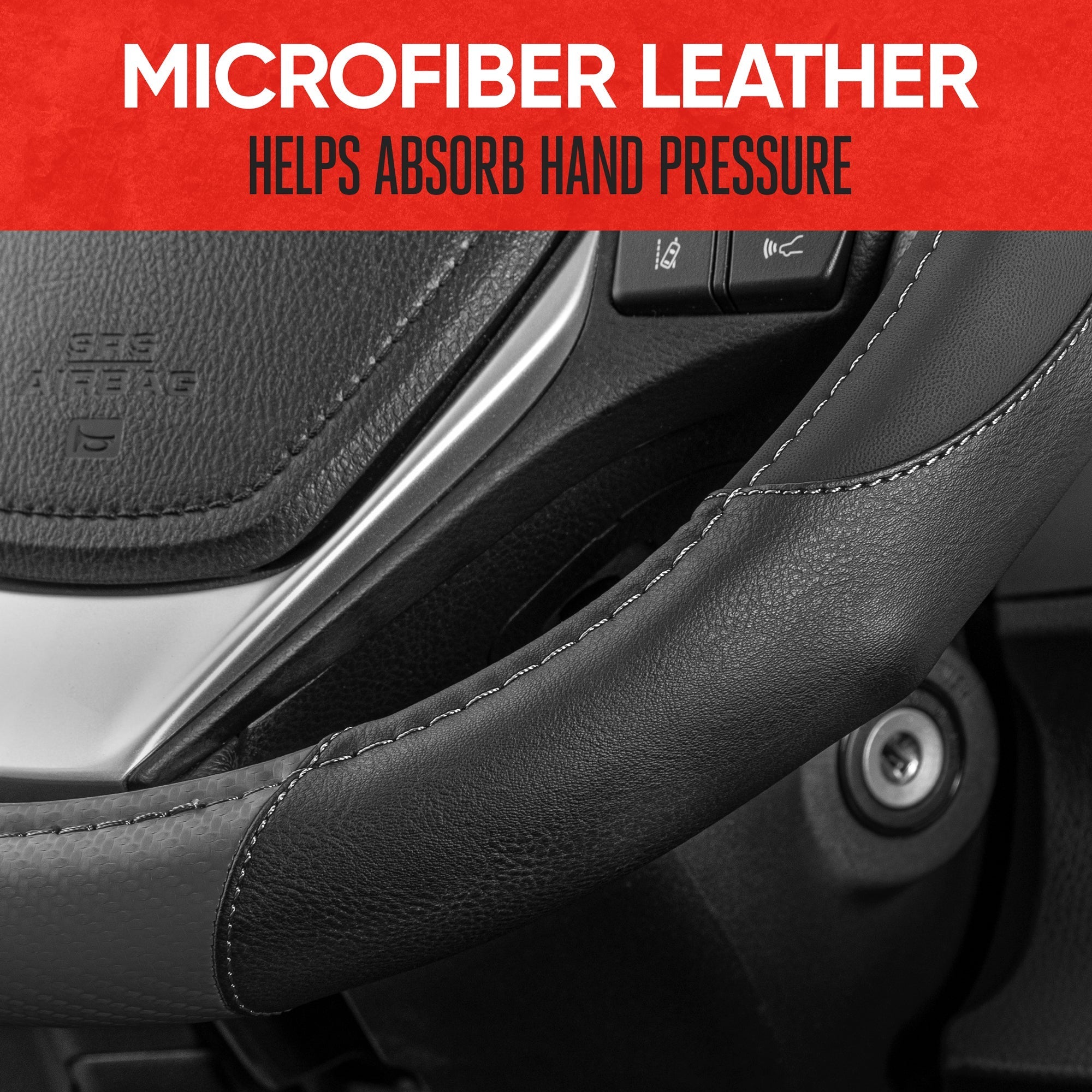 MotorTrend GripDrive Carbon Fiber Weave Ergonomic Grip Steering Wheel Cover (Fits 14.5" - 15.5")
