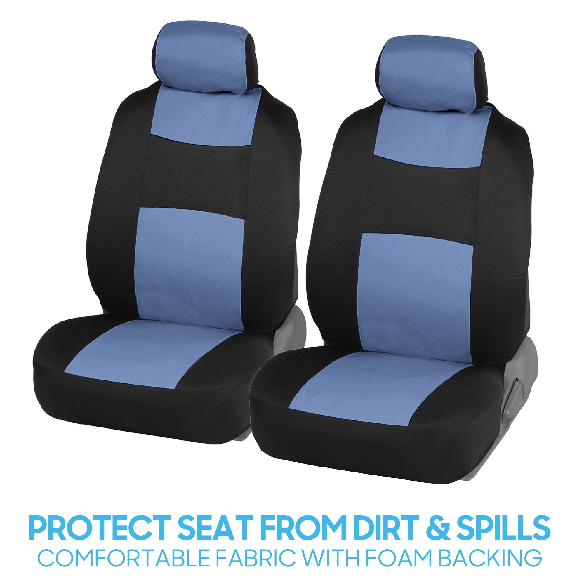 BDK 9-Piece PolyPro Front Seat Covers and Rear Seat Covers - Black/Blue