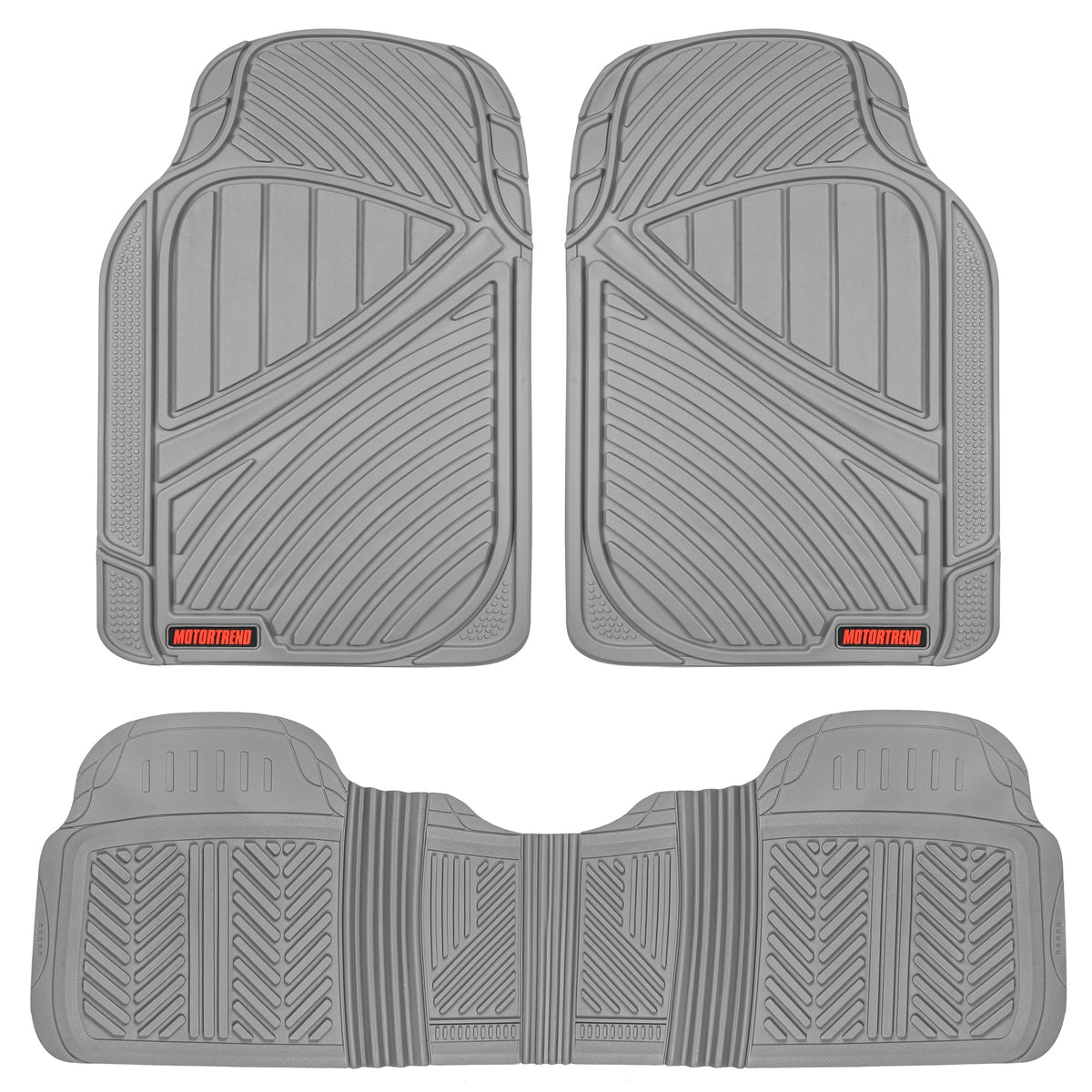 MotorTrend 3-Piece FlexTough Performance Deep Channel Front Floor Mats and Rear Floor Mat - Heavy Duty, All Weather, Trim to Fit