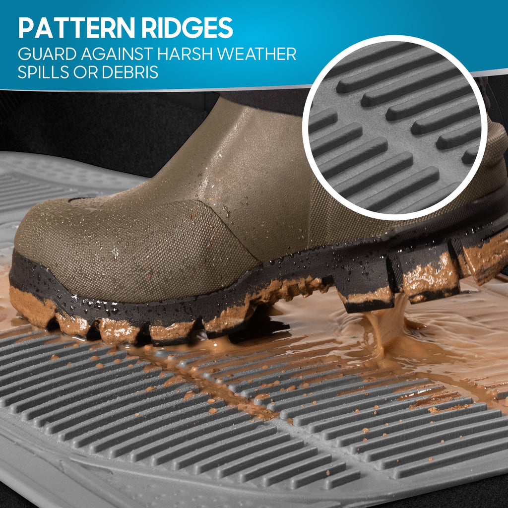 BDK 3-Piece Square Heel Pads Front Floor Mats and Rear Floor Mats - Heavy Duty, All Weather, Trim to Fit