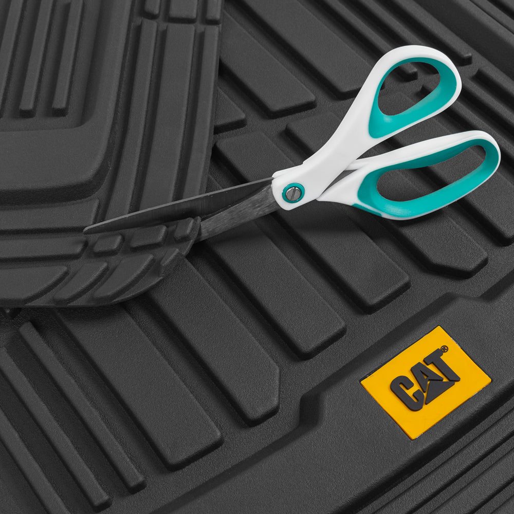 CAT 4-Piece ToughRide Rubber Front Floor Mats and Rear Floor Mats - Heavy Duty, All Weather, Trim to Fit