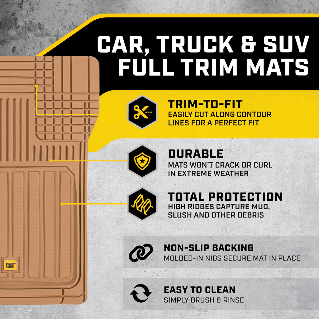 CAT 3-Piece ToughLiner Front Floor Mats and Rear Floor Mats - Heavy Duty, All Weather, Trim to Fit