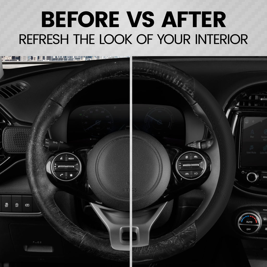 BDK Burlwood Pattern and Leatherette Sport Grip Steering Wheel Cover (Fits 14.5" - 15.5")
