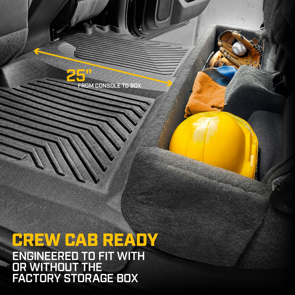 CAT® JustFit™ 3D Custom Fit Bench Floor Mat for 2019-2026 Chevrolet Silverado 1500/GMC Sierra 1500 & 2020-2026 Chevy Silverado/GMC Sierra 2500HD/3500HD Crew Cab Rear Floor Liner Laser Measured