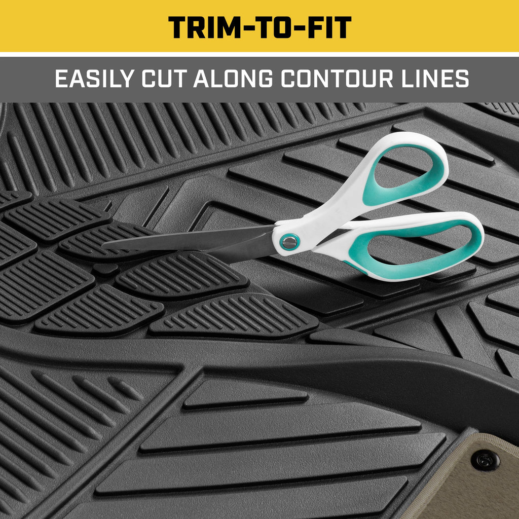 CAT 4-Piece Detachable Carpet Deep Dish Front Floor Mats and Rear Floor Mats - Heavy Duty, All Weather, Trim to Fit
