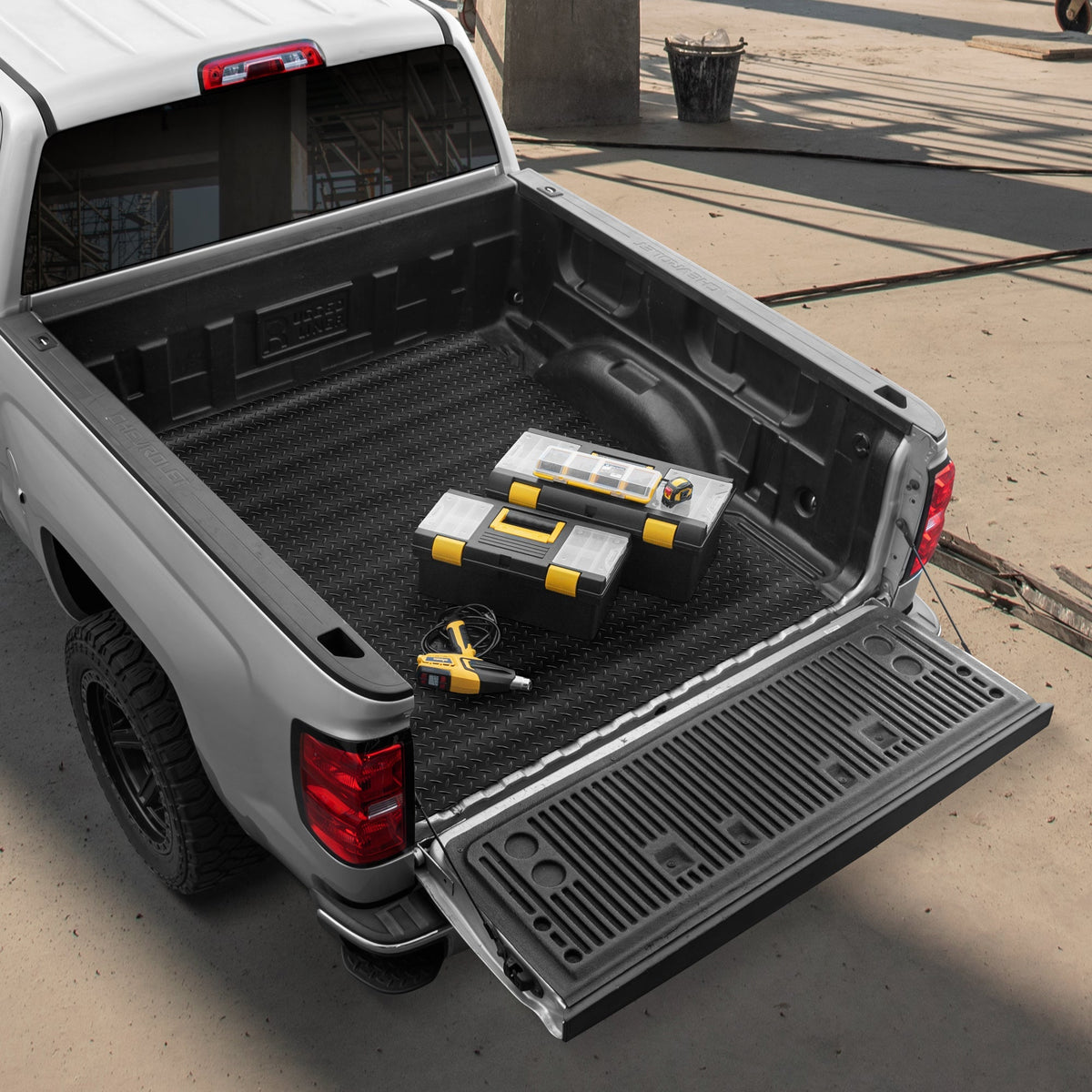 MotorTrend Diamond Metal Look Trunk/Cargo Liner Mat - Heavy Duty, All Weather, Trim to Fit (4' x 6')