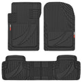 MotorTrend 3-Piece FlexTough Advanced Rubber Multi-Channel Front Floor Mats and Rear Floor Mat - Black