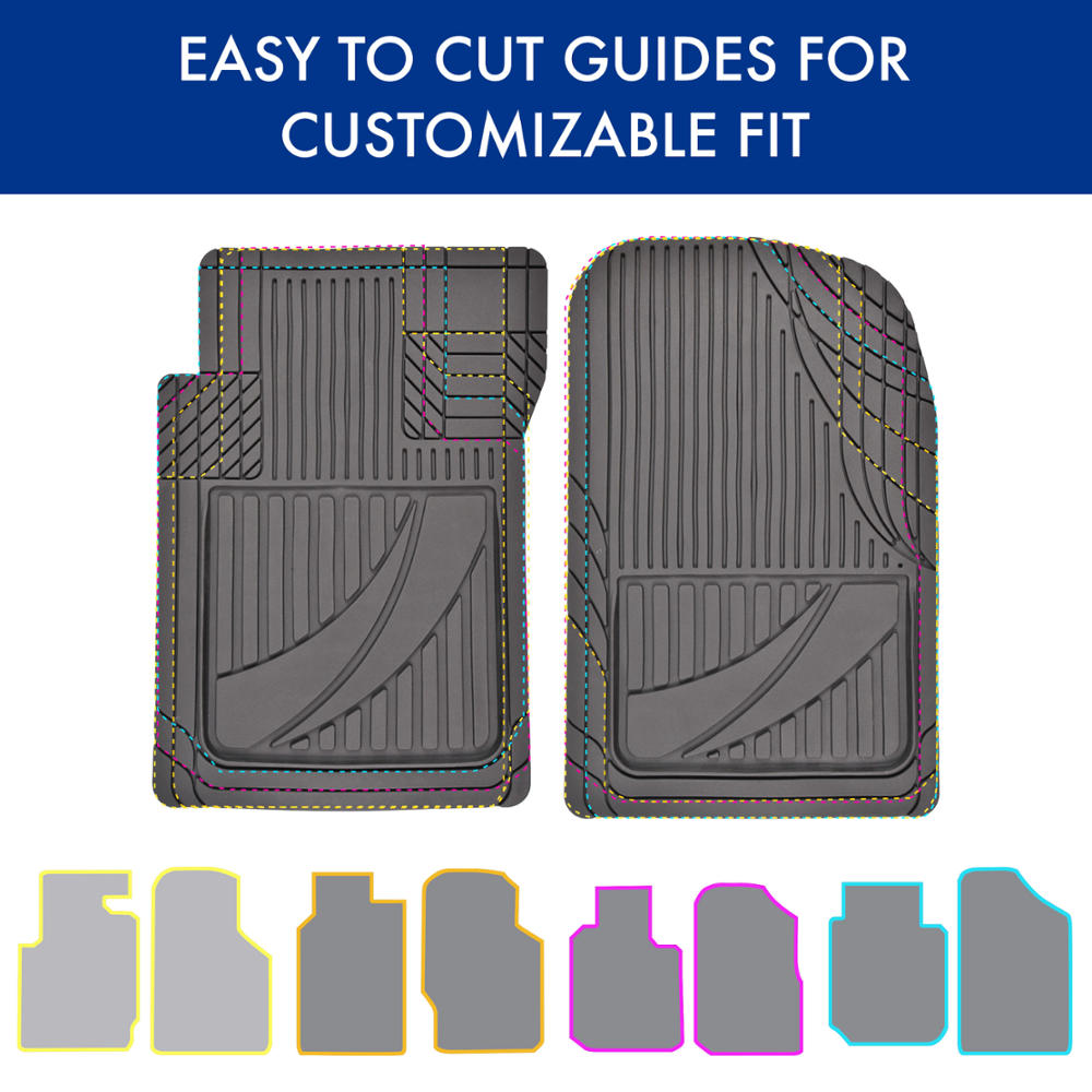 MotorTrend 3-Piece FlexTough Advanced Rubber Multi-Channel Front Floor Mats and Rear Floor Mat