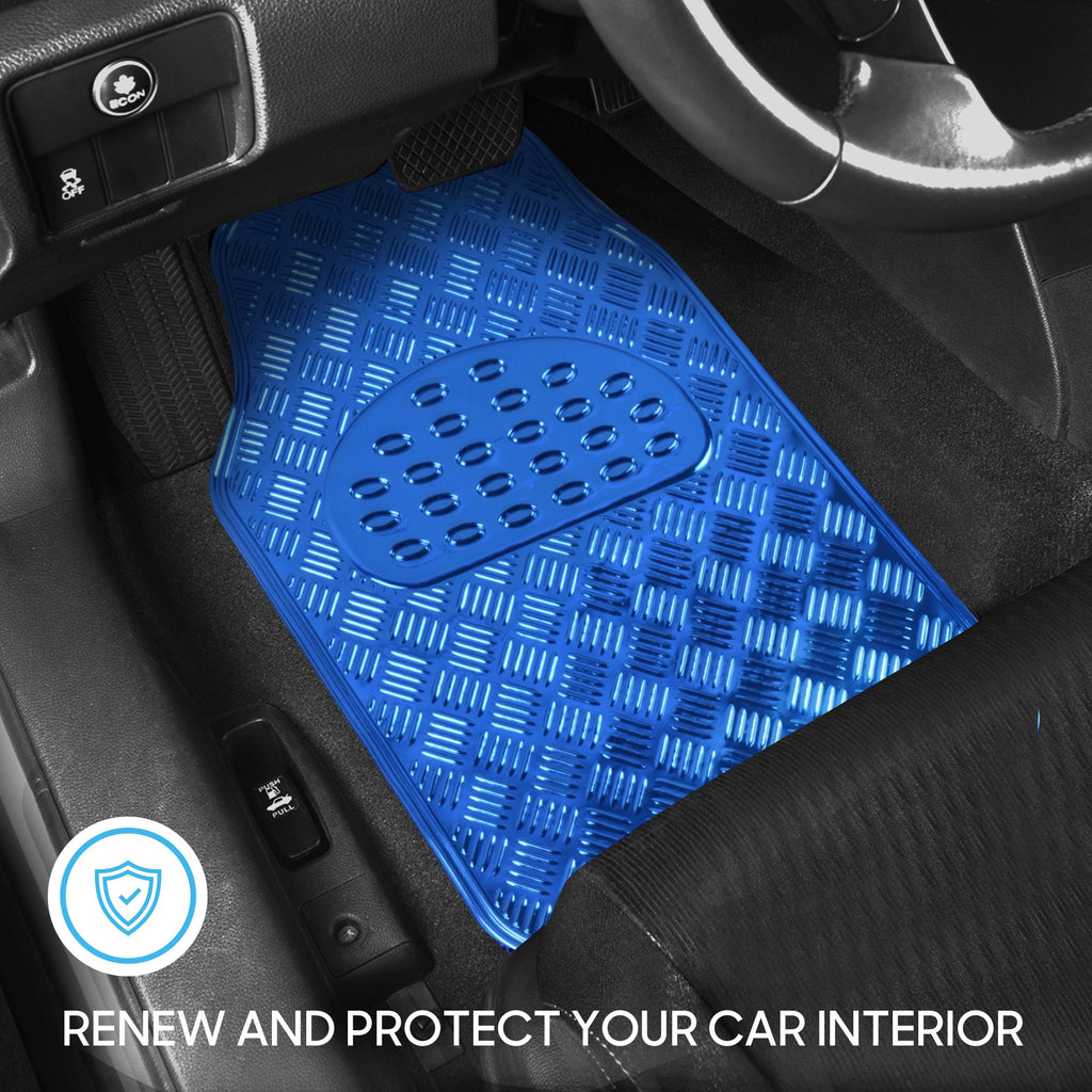 BDK 4-Piece Translucent Centered Cushioned Grip Pad Front Floor Mats and Rear Floor Mats - Heavy Duty, All Weather