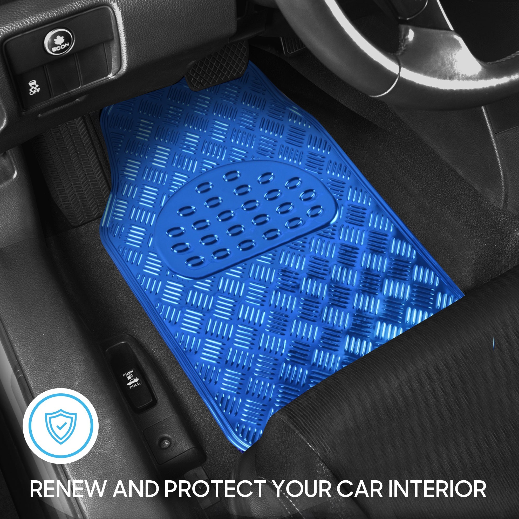 BDK 4-Piece Translucent Centered Cushioned Grip Pad Front Floor Mats and Rear Floor Mats - Heavy Duty, All Weather