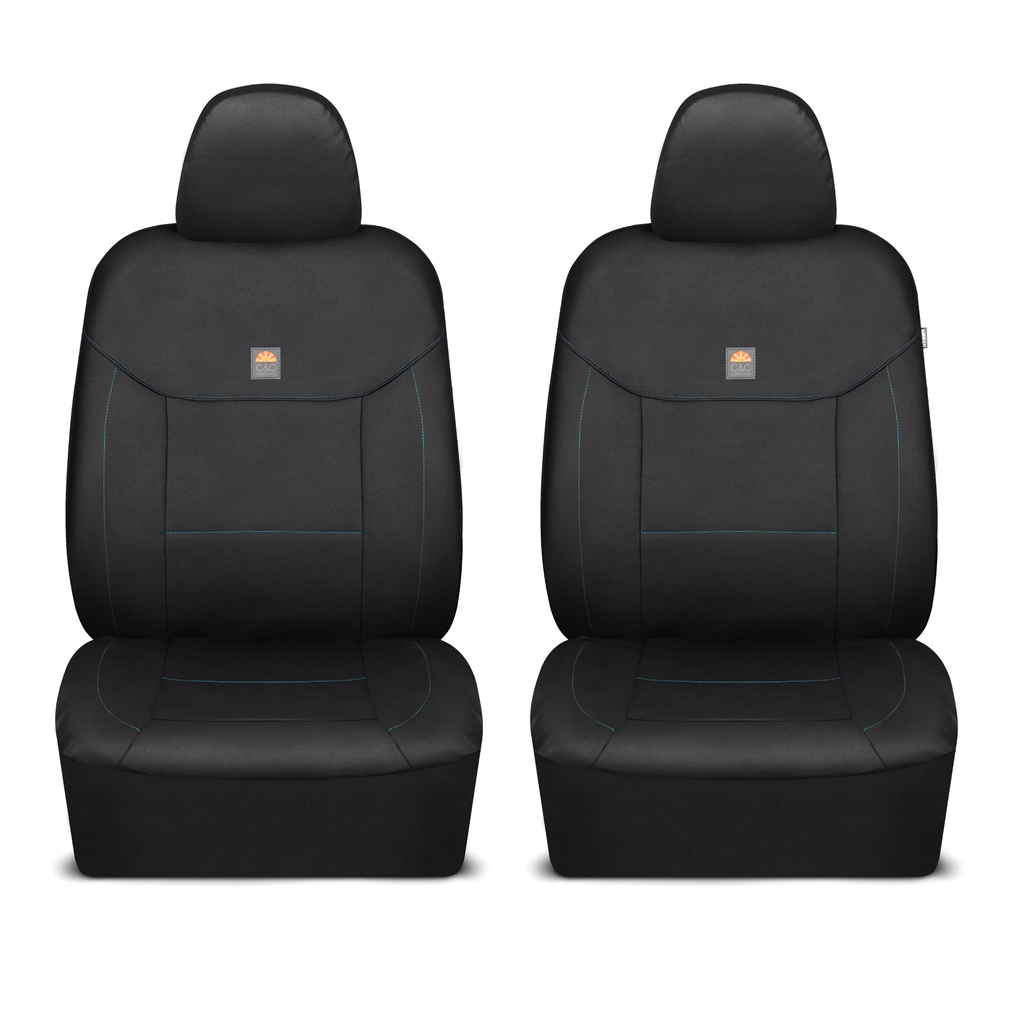 C&C Napa Leatherette 2 Front Seat Covers - Faux Leather Car Seat Protectors for Cars & Trucks - UV-Resistant, Easy to Clean, Semi-Universal Fit - Stylish Coastal Design for Summer Car Interior Upgrade