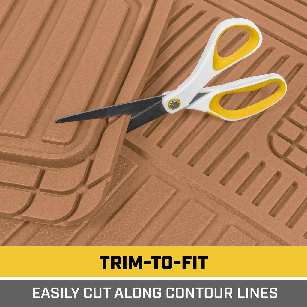 CAT 3-Piece ToughLiner Front Floor Mats and Rear Floor Mats - Heavy Duty, All Weather, Trim to Fit